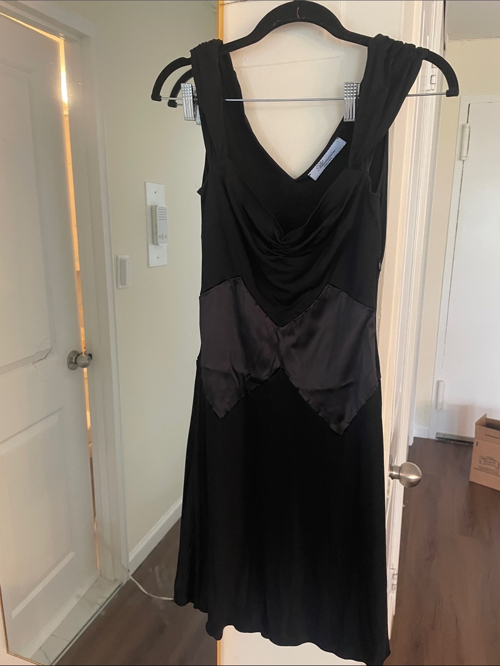 Black Sleeveless Midi Dress with Draped V-Neck